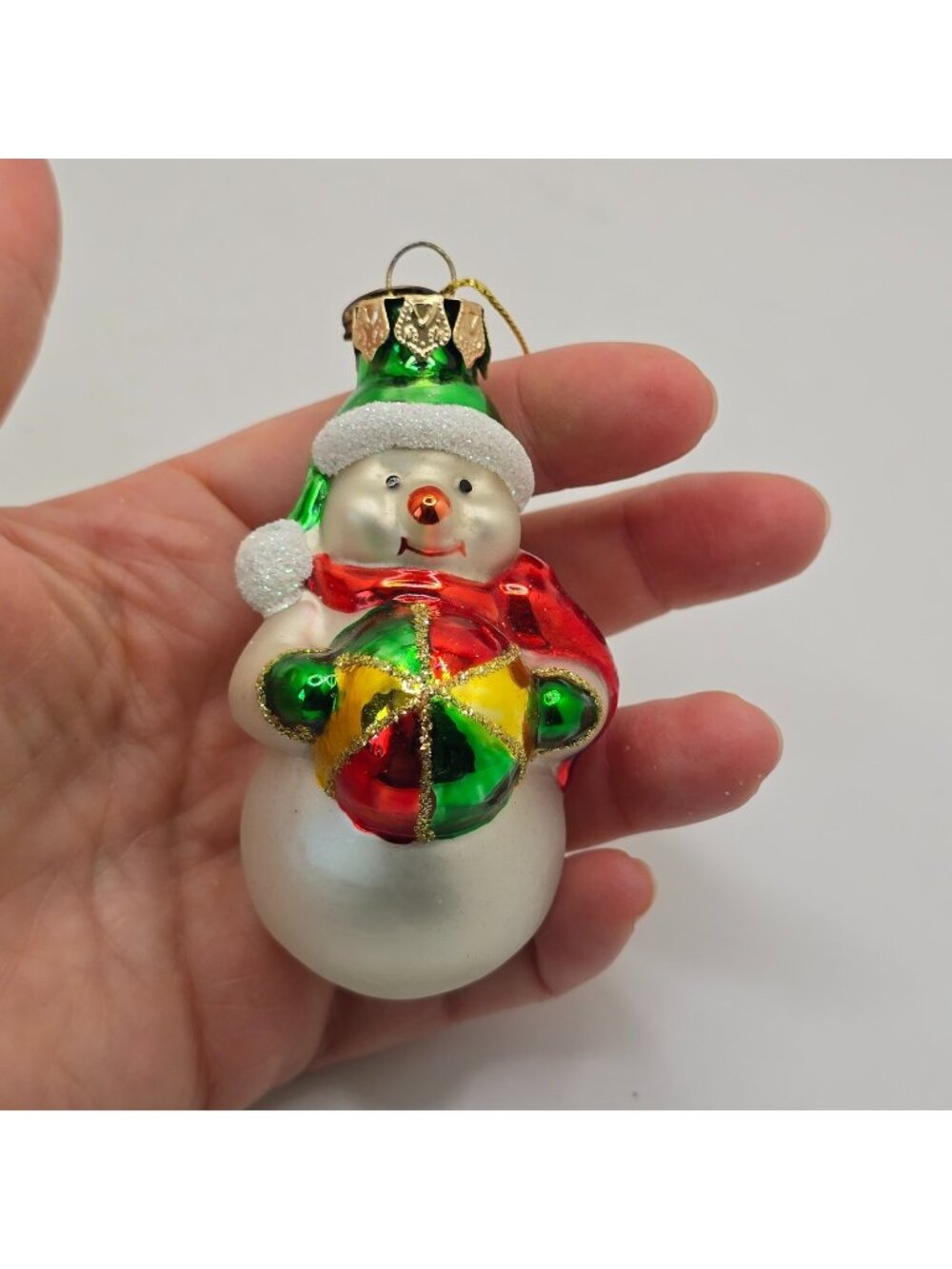 Christmas Ornament Glass Snowman w Ball  Thomas Pacconi Museum Series 2003 VTG